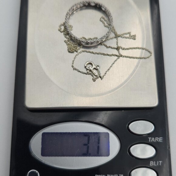 16 Inches Sterling Silver Small Genuine Diamonds Circle Necklace A4216 - Picture 8 of 8